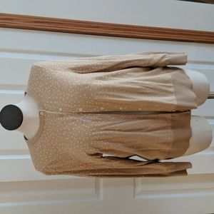 Lands End camel polka dat cardigan size 2X